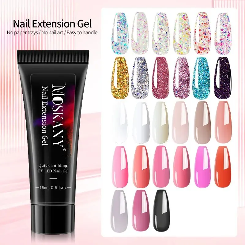 MOSKANY Nail Extension Gel Set 15ml French Quick Prolong Finger Extend Mold Manicure Kit Long Lasting Construction Crystal Gel 2