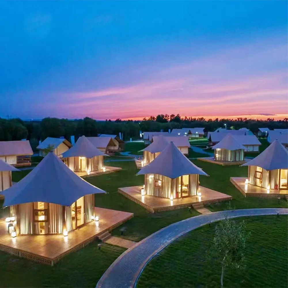 Hexagon Safari Glamping Tent – Windproof Resort Villa Bell Tent 4