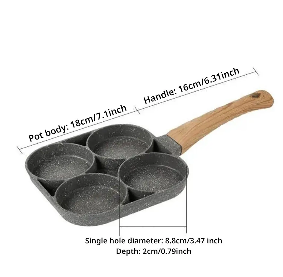 4-hole Omelet Pan Frying Pot Thickened Non-stick Egg Pancake Steak Cooking  Pan Hamburg bread Breakfast Maker Induction cooker - AliExpress