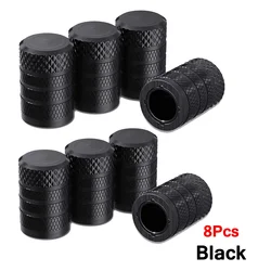 Premium Aluminum Tire Valve Caps - Corrosion Resistant, Universal Fit (Black - 8Pcs)
