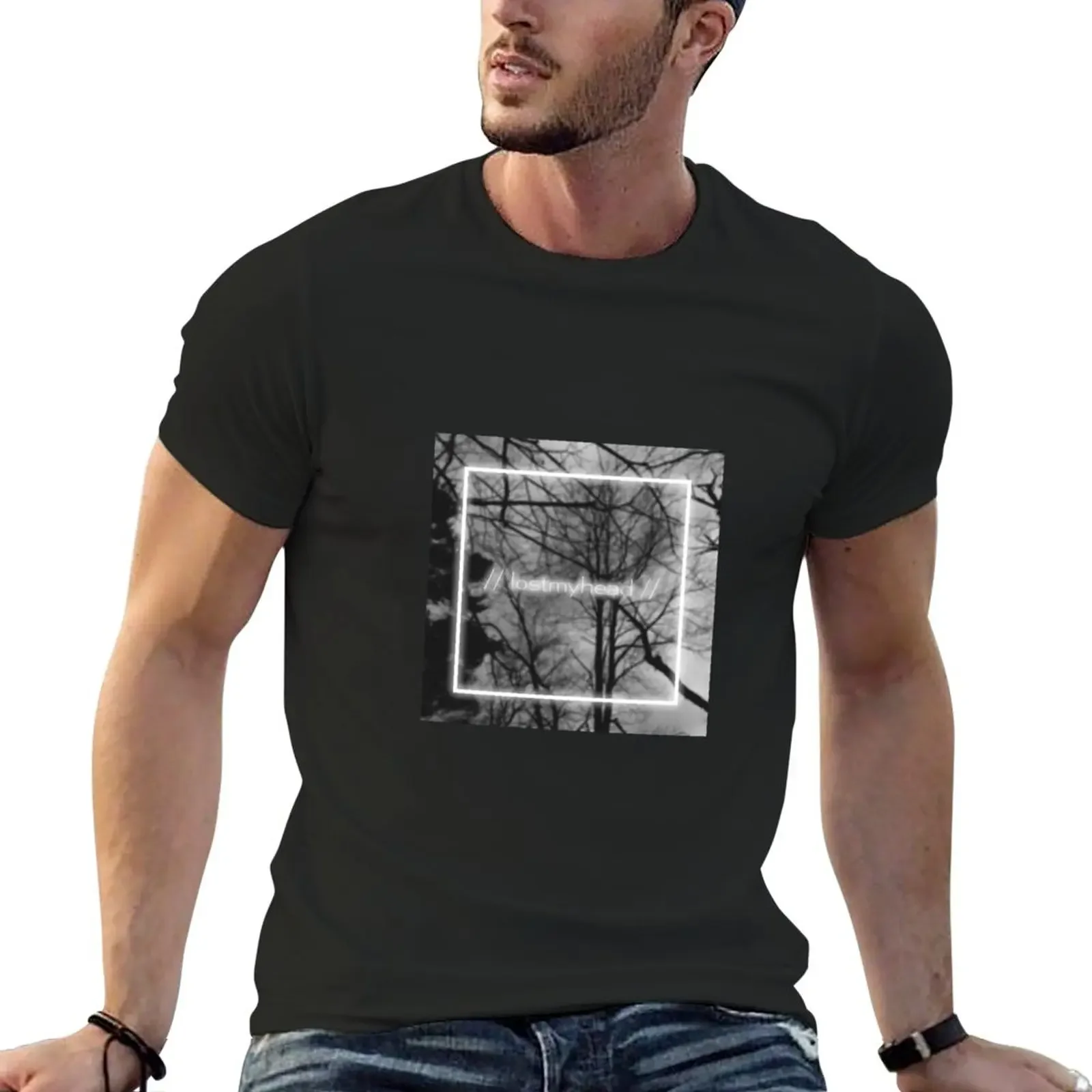 

// lostmyhead // T-Shirt Aesthetic clothing blacks sweat shirts T-shirts for men cotton