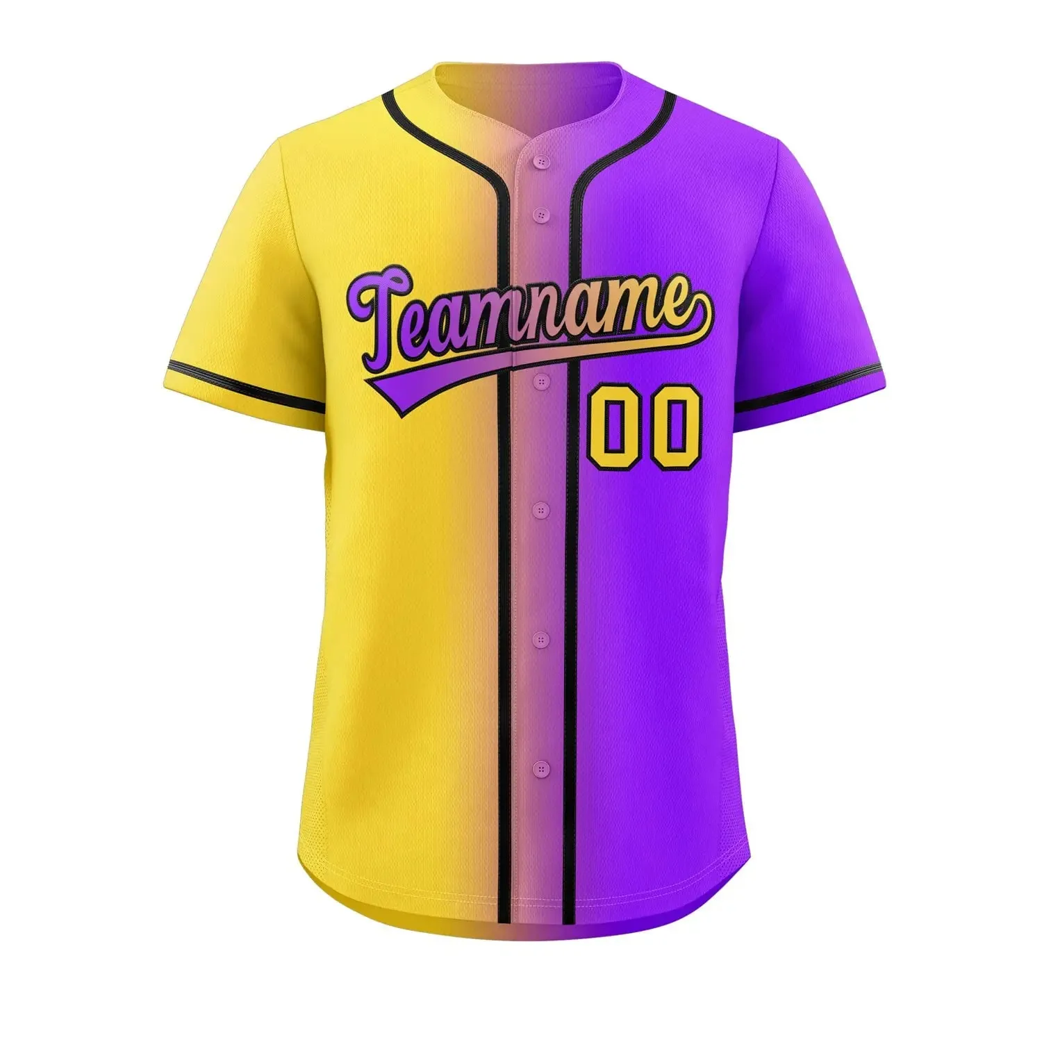 Gradient Personalize Men Women Youth Baseball Jersey Button Down Sports Tee Printed Sublimation Letter Number