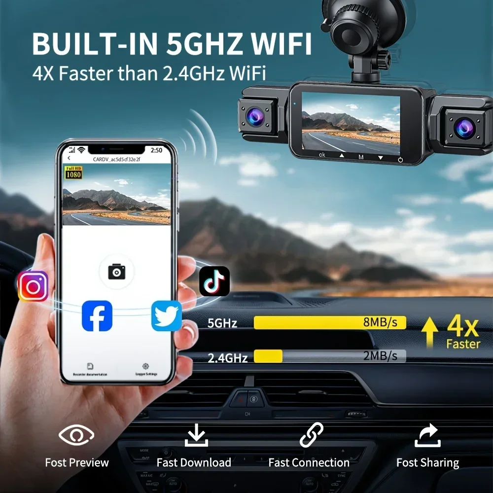 Car Dash Cam 4CH Black Box 4*1080P With GPS WIFI dash car camera Driving Recorder Night Vision Parking Monitor car accessories