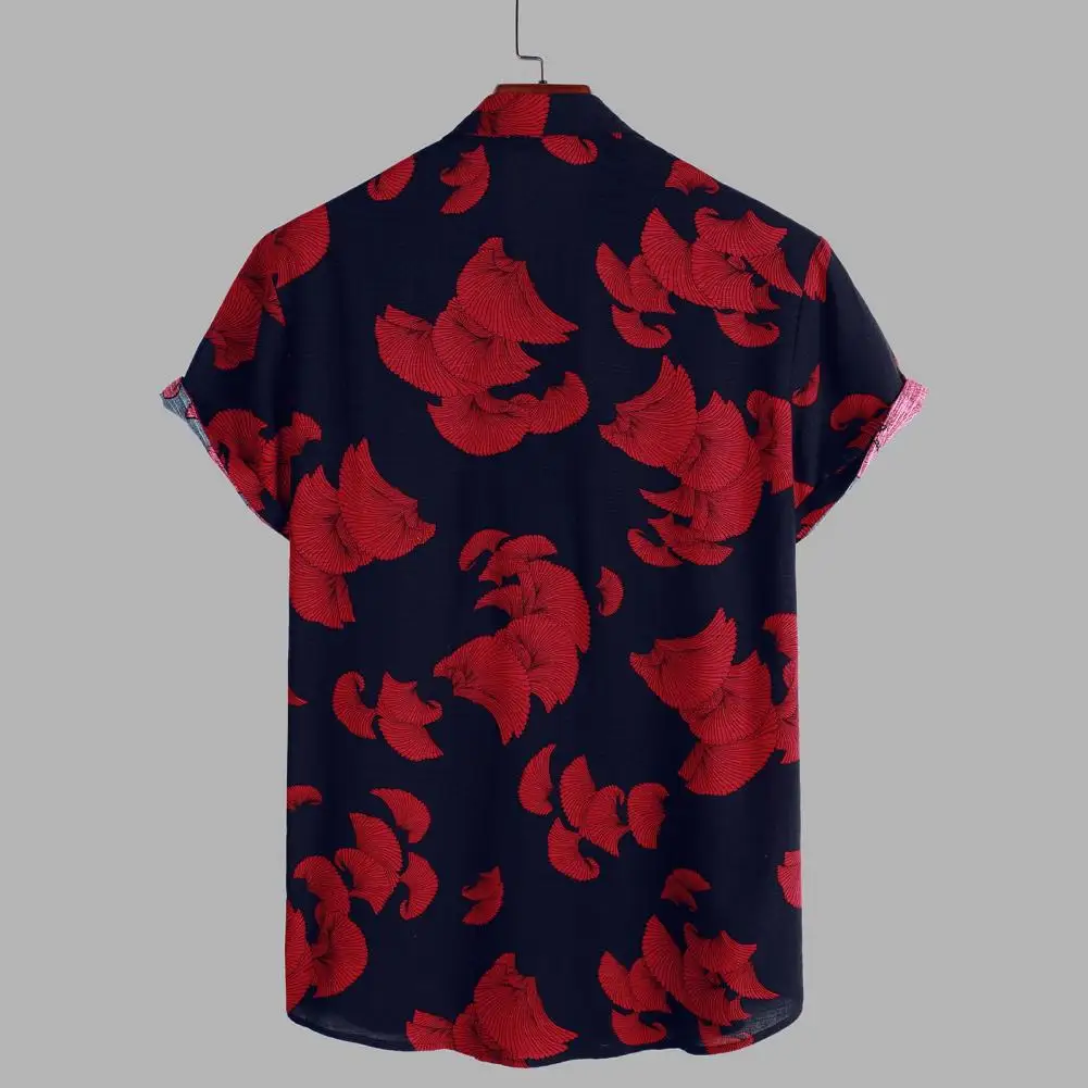 

Рубашка мужская с коротким рукавом, однобортная Повседневная пляжная кофта с отложным воротником, с цветным принтом, весна-лето