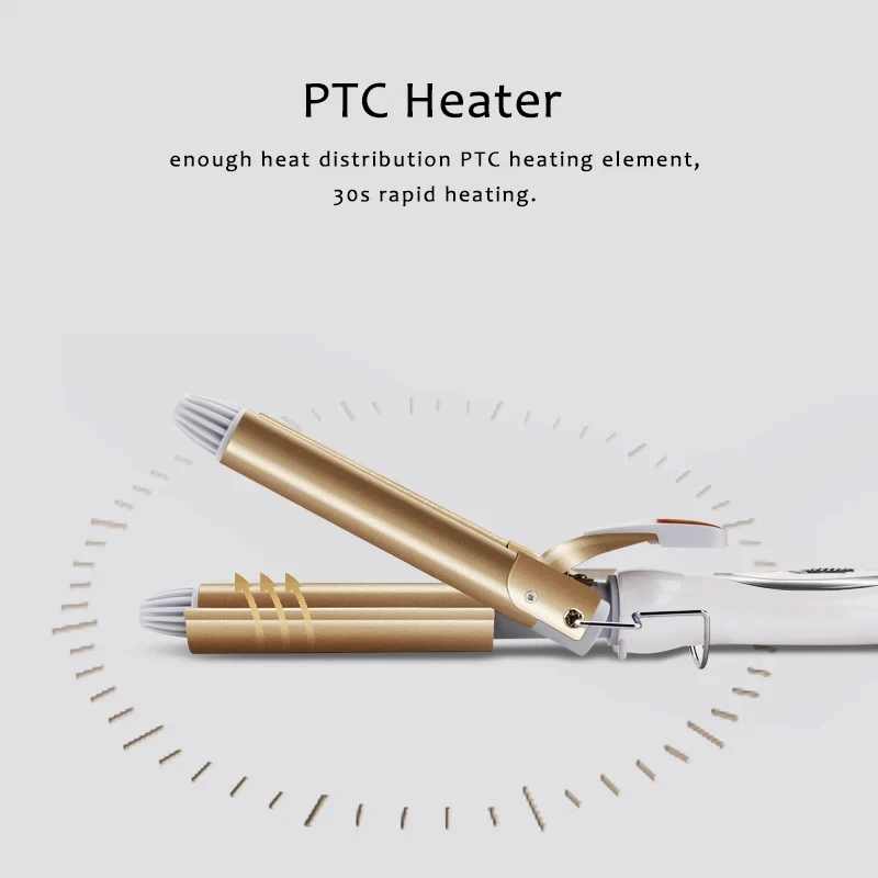 Portable Electric Hair Curling Iron Egg Roll Ceramic Triple Barrel Hair Styling Tool PTC Heating Curler Styler Wand