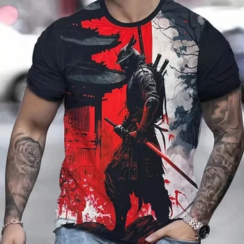 T-shirt da uomo nuova Anime giapponese Samurai T-shirt con stampa 3d Uomo Donna Moda Casual Manica corta Top oversize Tees Kid Pullover 1