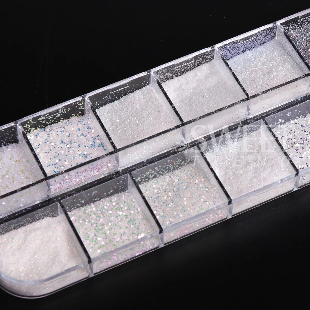 2 Box Sparkling Sugar White Nail Glitter Pigment Winter Snowy Iridescent Sequins Laser Holographic Powder Sweater Manicure Decor