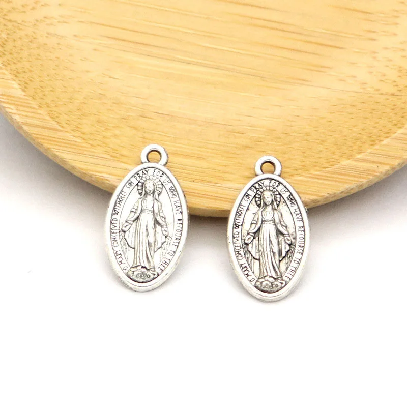 50 Stück „Our Lady of Apparitions Sacred Heart Our Lady of Grace“ Medaillon Milagrosa Charms DIY handgemachte Halskette Teile Zubehör – Detail 4