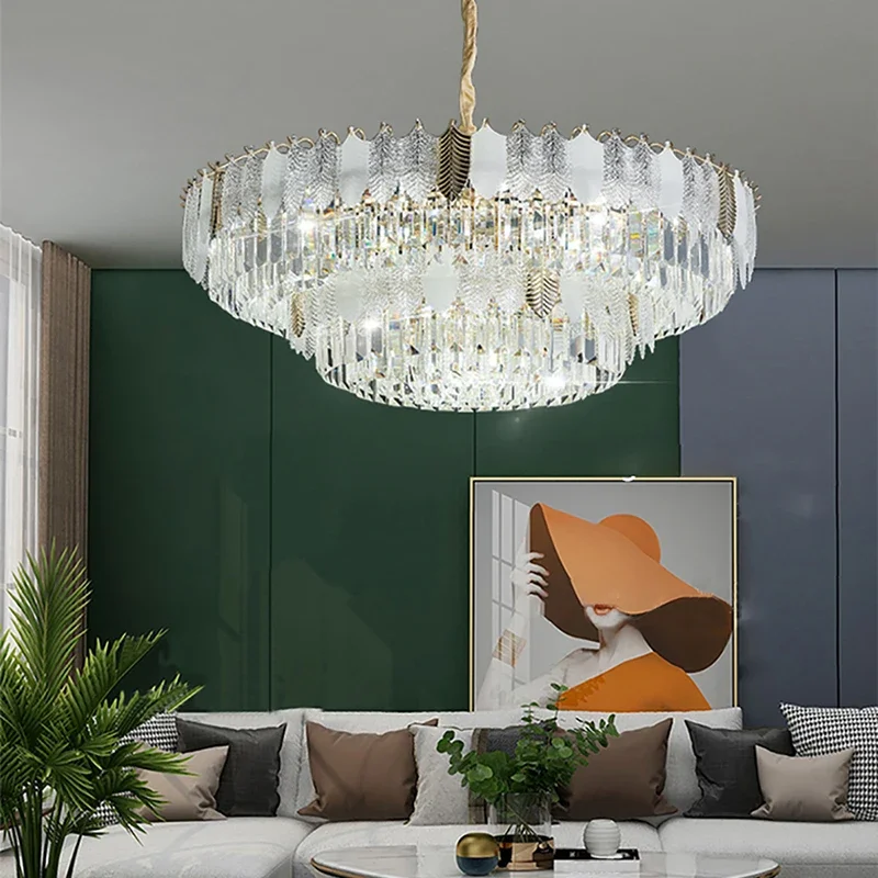 

Designer Crystal Indoor Chandelier Luxury Postmodern LED Lights Fixtures Hanging Lamps Suspension Lampen For Living Room Decor