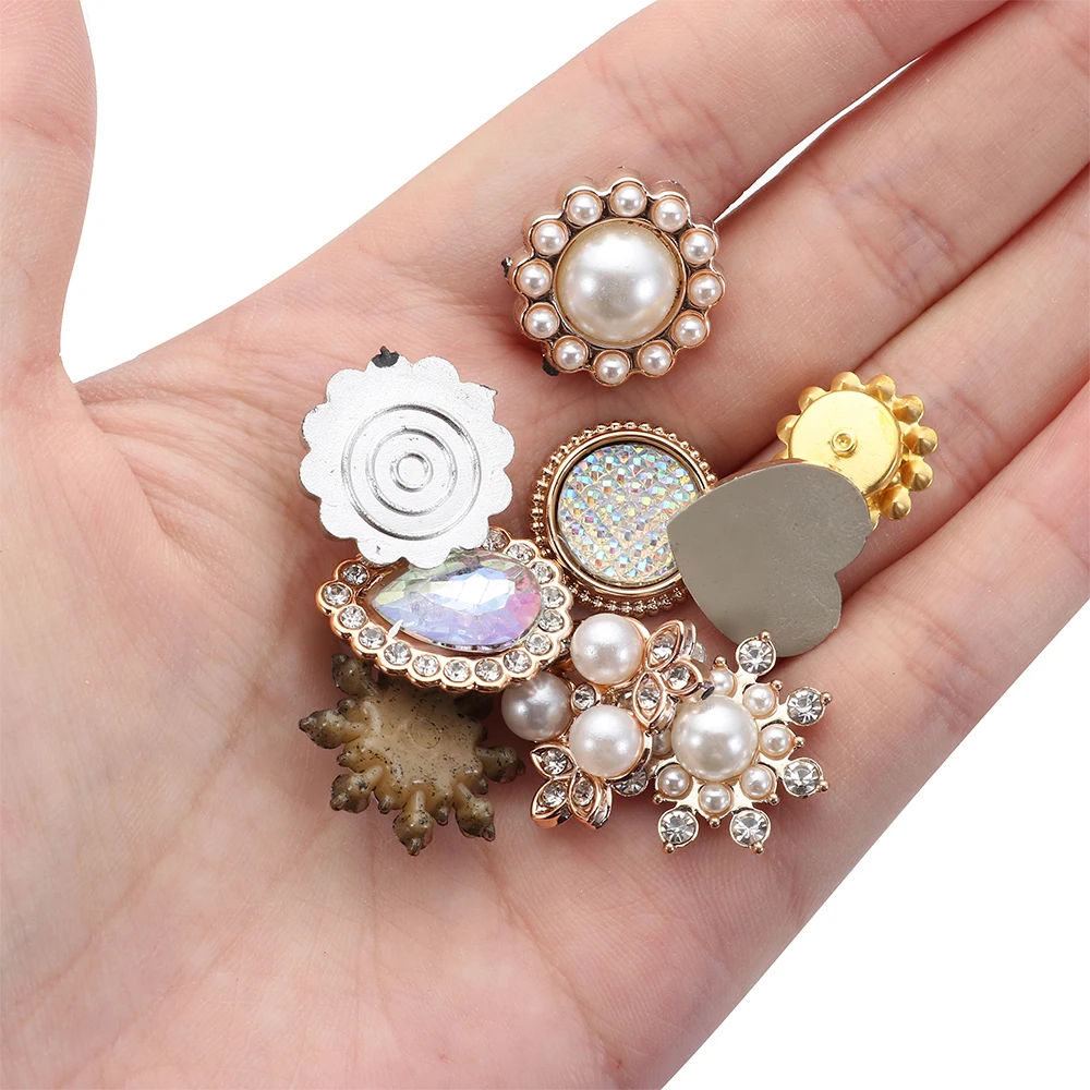 6 Bottoni Floreali Con Strass Argento A Forma Di Fiore, Da Cucire, Per Abiti, Cardigan, Borse, Fai Da Te E Decorazioni Nuziali - 3