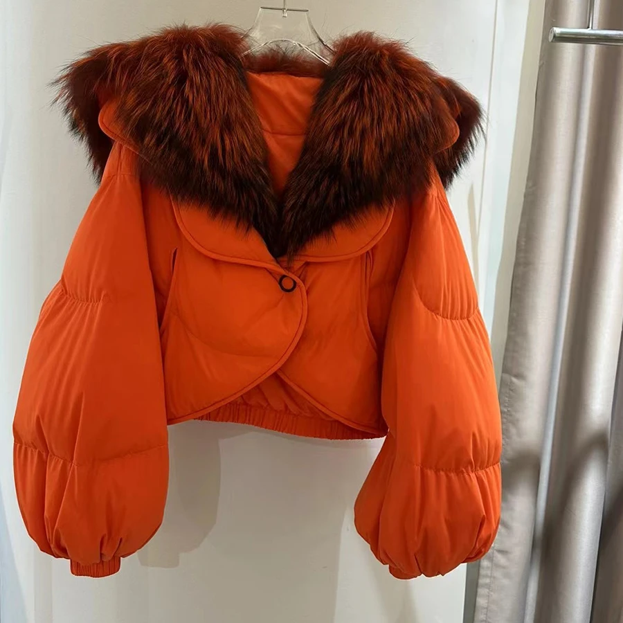 Down Jacket With Raccoon Fur Collar Winter Real Fur High Quality Warm Fashion Women Clothing