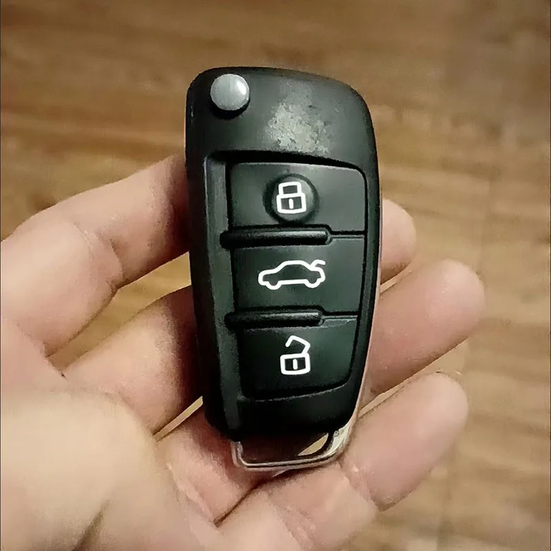 Key Fob Replacement 2Pc Remote Flip Key Fob Shell 3 Button Rubber Pad Replacement For Audi A1 S1 A3 S3 A4 A6 Rs6 Tt Quattro Q3