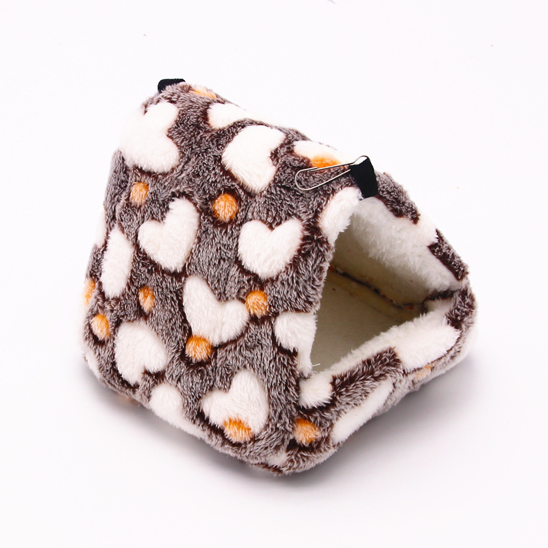  1PCS Coral Fleece Dot Printing Small Foam Pet House Hanging Hamster Bed With Zip For Small Animals Squirrel Parrot Cotton Nest 