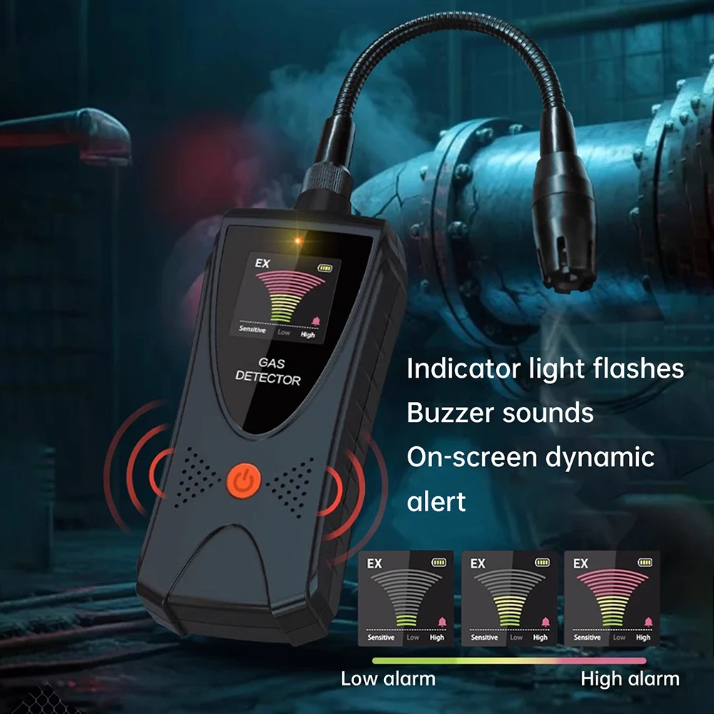 LCD Combustible Gas Detector Color Natural Gas Leak Detector Methane LPG Leak Detection Analyzers Tool With Audible Visual Alarm