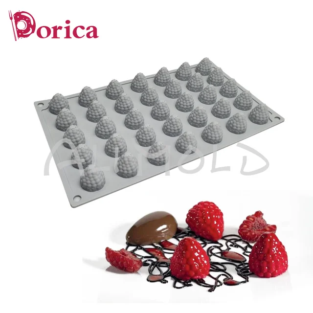 35 Lyukak Málna -Szilikon Penész A Habos Sütemény Sütéshez Szőrös Alakú Puding Fondant Csokoládé Konyhai Kiegészítők Bakeware