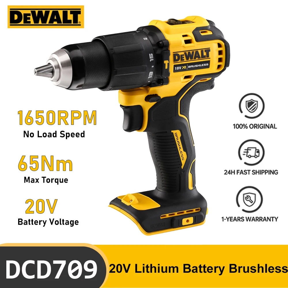 

DEWALT DCD709 Brushless Cordless Hammer Drill Impact Driver 1/2-Inch 65NM 20V Lithium Compact Electric Screwdriver Power Tools