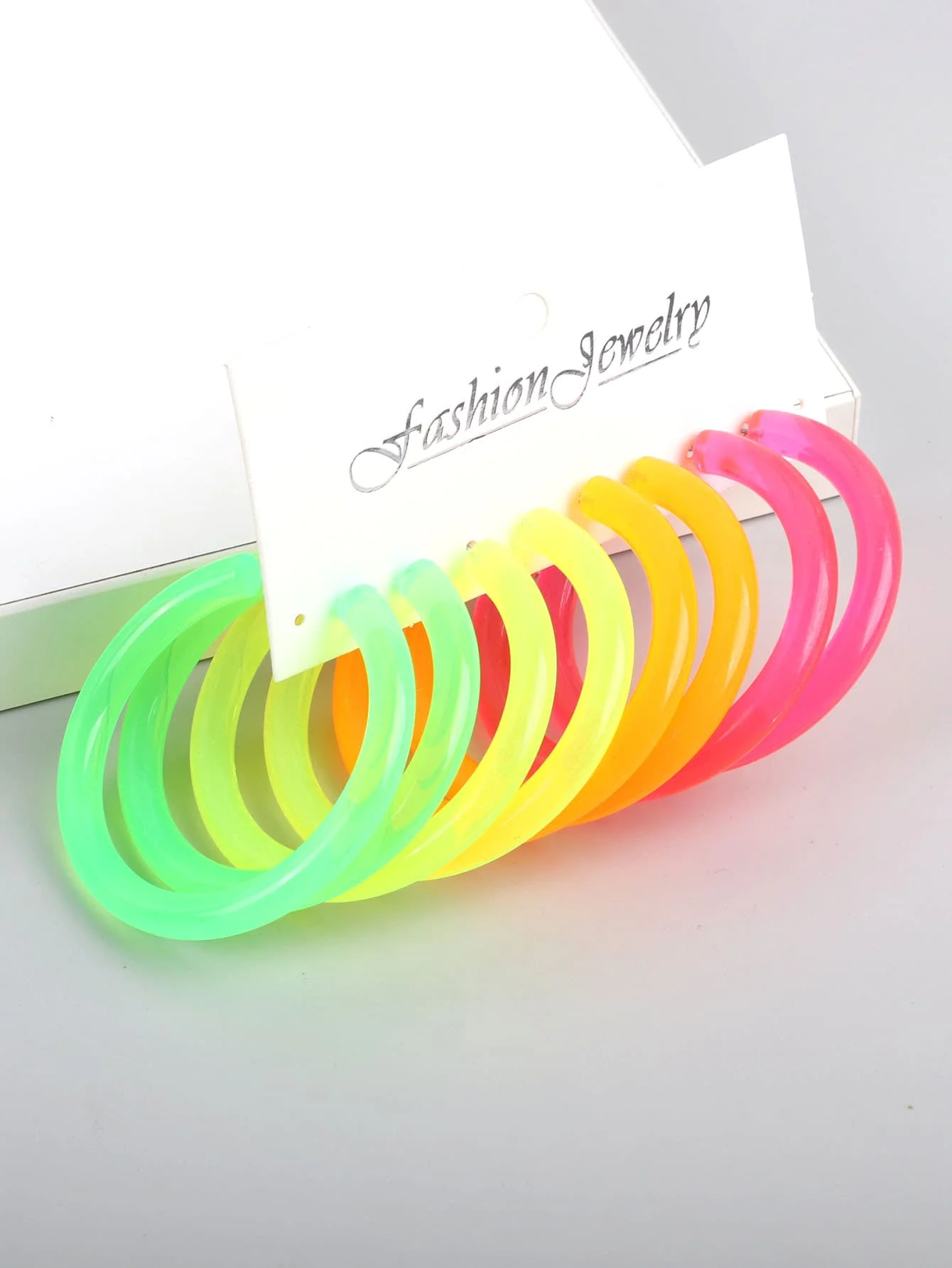 4Pairs/Set Neon Color Acrylic Hoop Earrings Set for Women Rock Punk Fluorescent Large Round Hoops Earring Party Jewelry Gifts 3