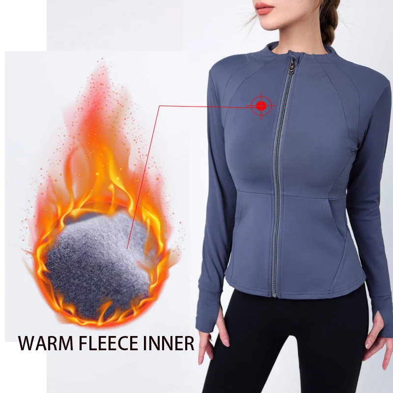 Sports Jacket Pockets Full Zip Up Long Sleeve Top 4018