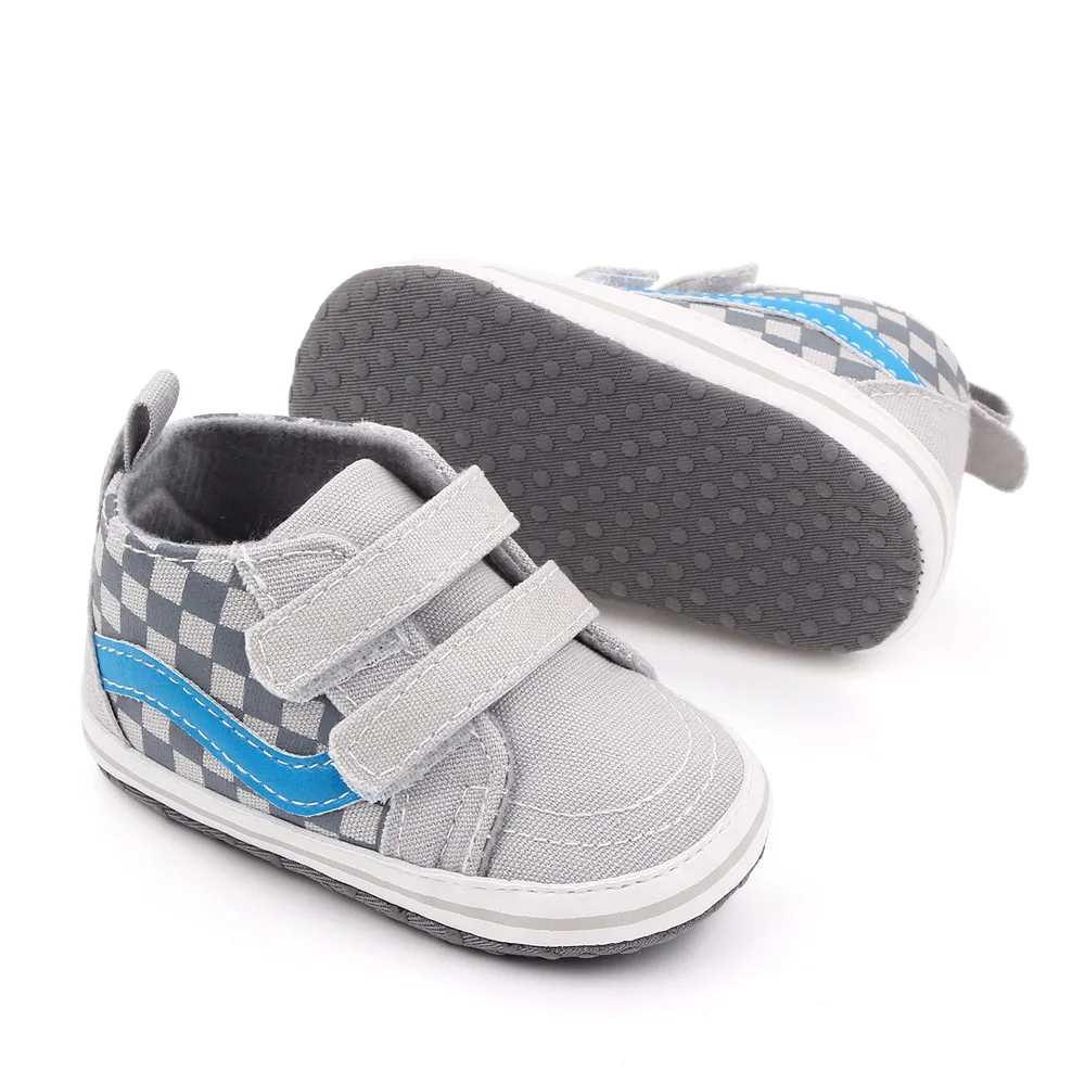 Baby Boy Shoes Checkerboard Print Casual Canvas Soft Sole Newborn Walker Crib Shoe Unisex 3