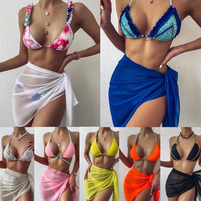 

Summer Women Short Sarongs Swimsuit Coverups Beach Bikini Wrap Sheer Short Skirt Chiffon Scarf Cover Up For Swimwear Candy Color