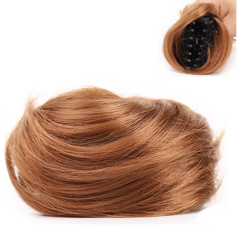 Synthetic clip on the elastic band of the hair messy clip on hair patch loop wrapped around messy for women