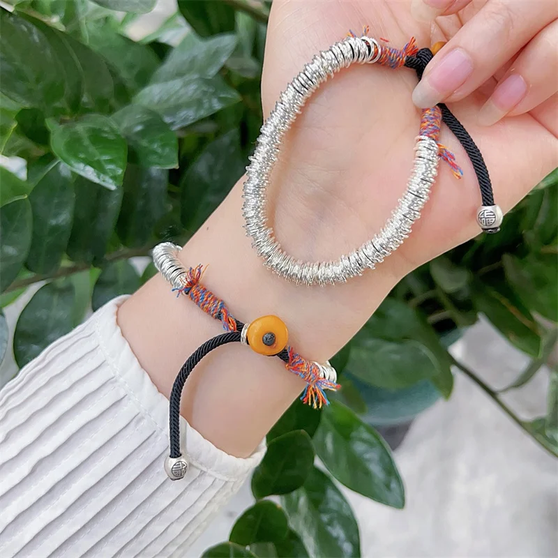 

Браслет из стерлингового серебра S925 для женщин, девушек и мужчин, для мальчиков, оригинальные популярные модные ювелирные изделия ручной работы в ретро стиле для влюбленных