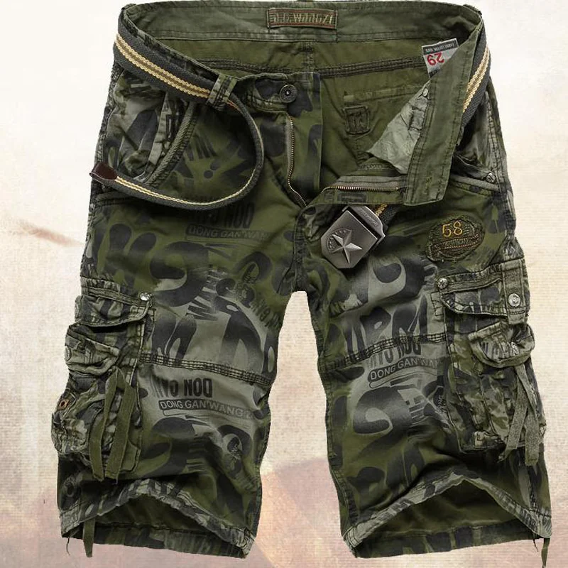

HOT 2023 Summer Outdoor Sport Overalls Tooling Men Training Cotton Pocket Cargo Camping Hiking Military Camo Shorts Plus Size