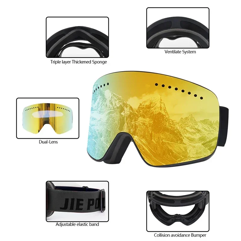

New Ski Eyewear REVO Coated Cylindrical Magnet Card Myopia Double Anti-fog Double Layer Glasses Women Snowboard Skiing Goggles