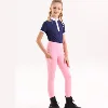 Summer children's equestrian pants high elasticity knitted children's horse riding pants full silicone