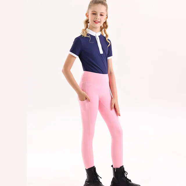 Summer children's equestrian pants high elasticity knitted children's horse riding pants full silicone