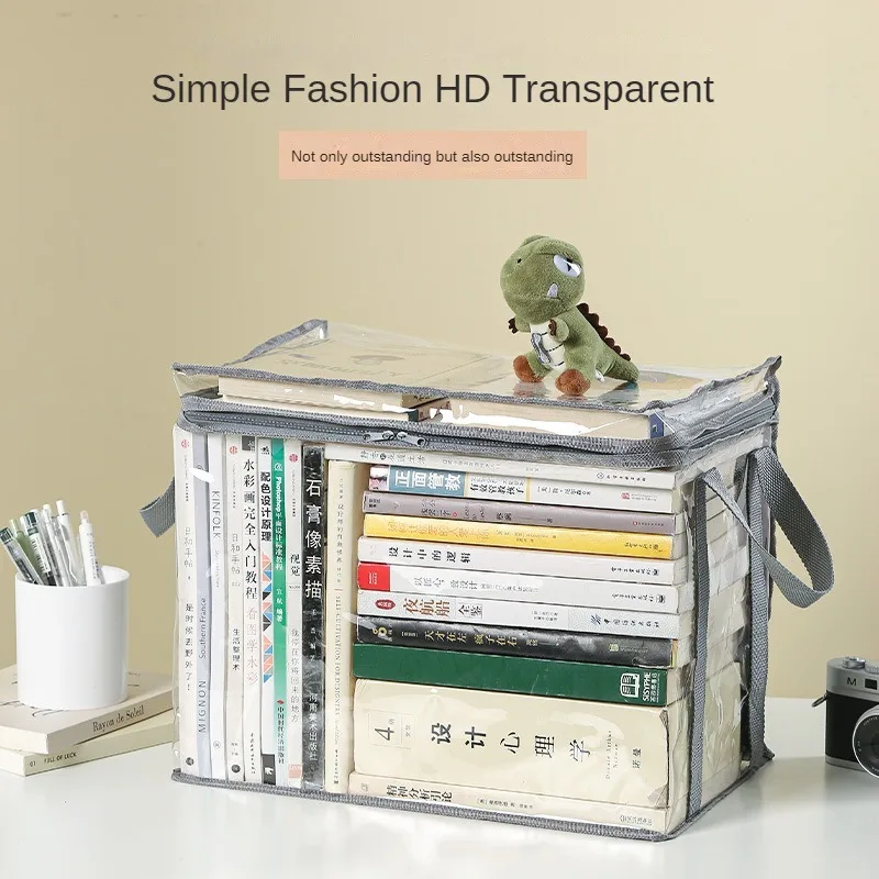 Foldable Book Box Handbag Student Dormitory Classroom Book Organizer Transparent Waterproof Household Organizing StorageBox