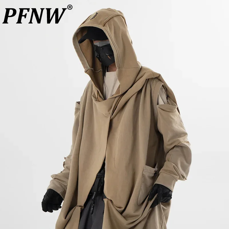 

PFNW Heavy Industry Autumn New Trend Windbreaker Men's Darkwear Women's Loose Casual Hooded Mid Length Tide Coats Trench 12Z4107