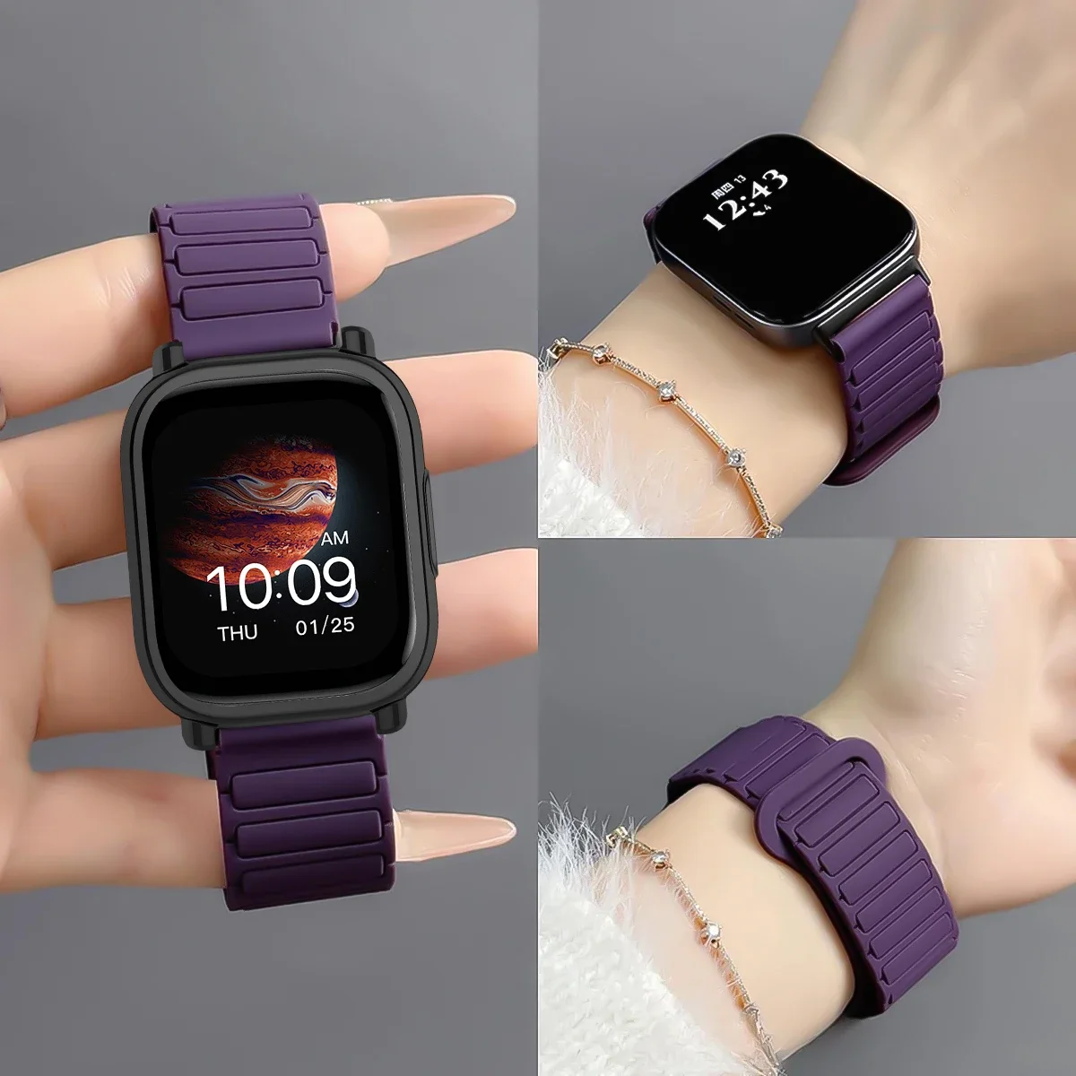 Enhanced Protective Case with Silicone Strap and Magnetic Sports Bands - Full Cover Screen TPU Soft Shell