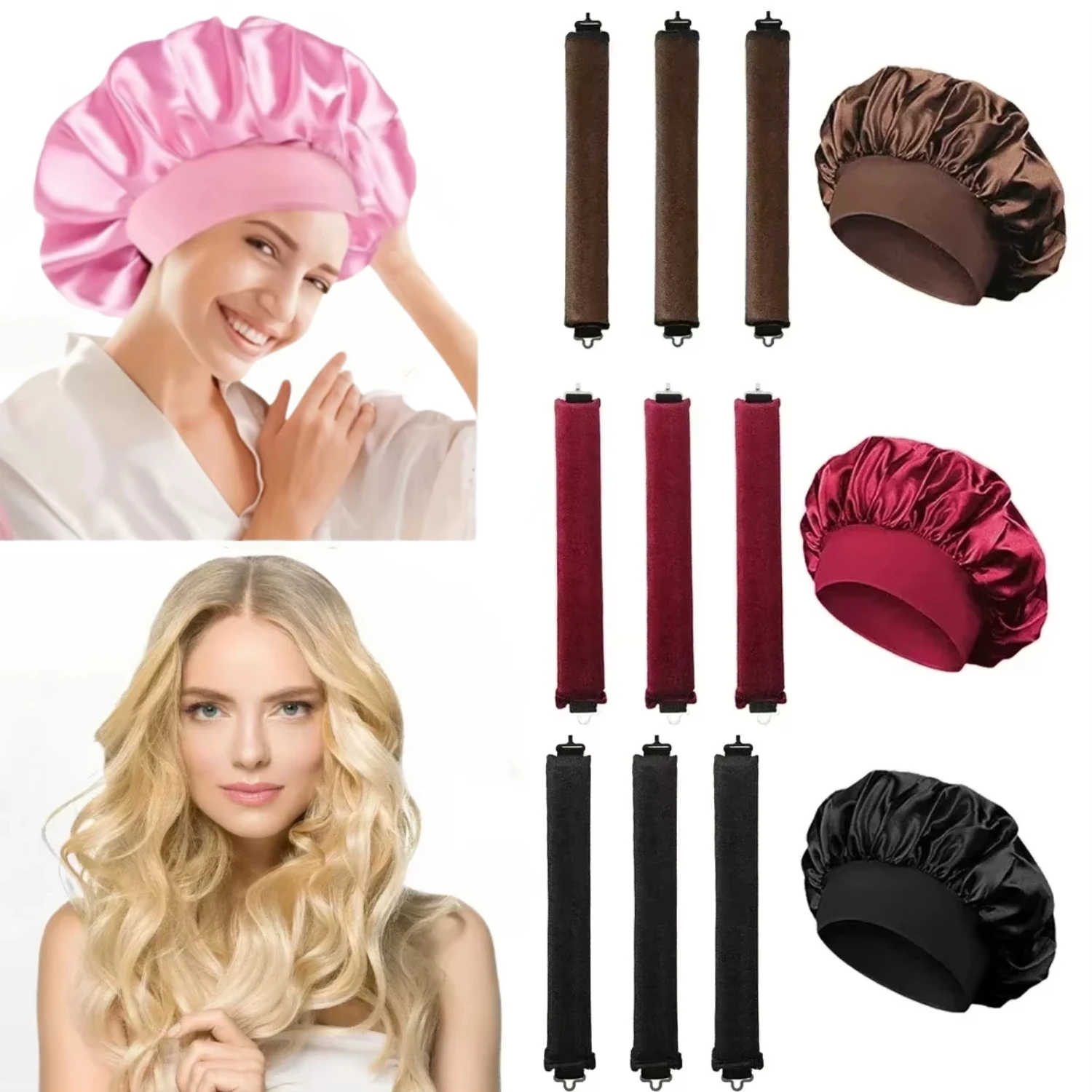 Heatless Hair Curler Soft Curling Rod Headband No Heat Hair Rollers Curlers Satin Curls Sleeping Bonnet Night Cap Styling Tools Hair Curling Tools