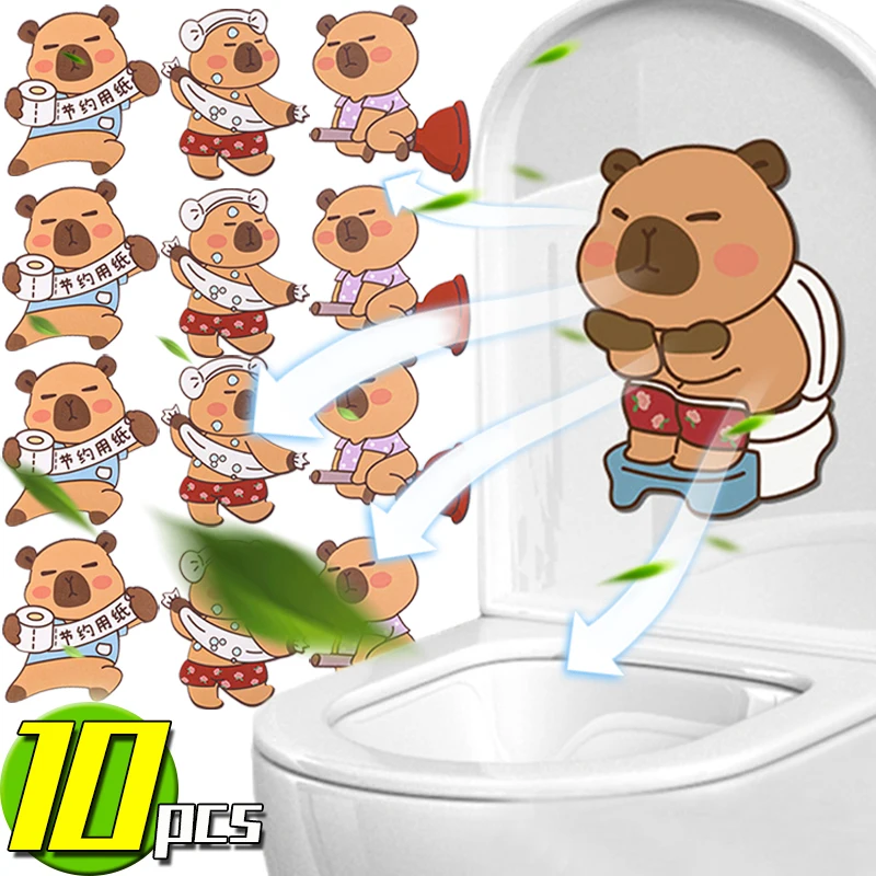 1/10PCS Toilet Deodorant Stickers Cartoon Animal Felt Poster Bathroom Flower Fragrance Odor Removal Sticker Toilet Sink Decor