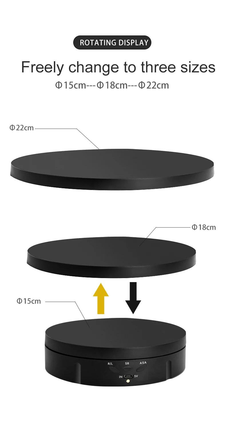 Description Picture 4 of item3 Speeds Electric Rotating Visualizer 360° Turntable Regulation USB Charge Display Stand For Video Shooting Prop Jewelry Shoes