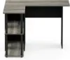 L Shape Computer Desk with Bookshelf French Oak Grey Black 3