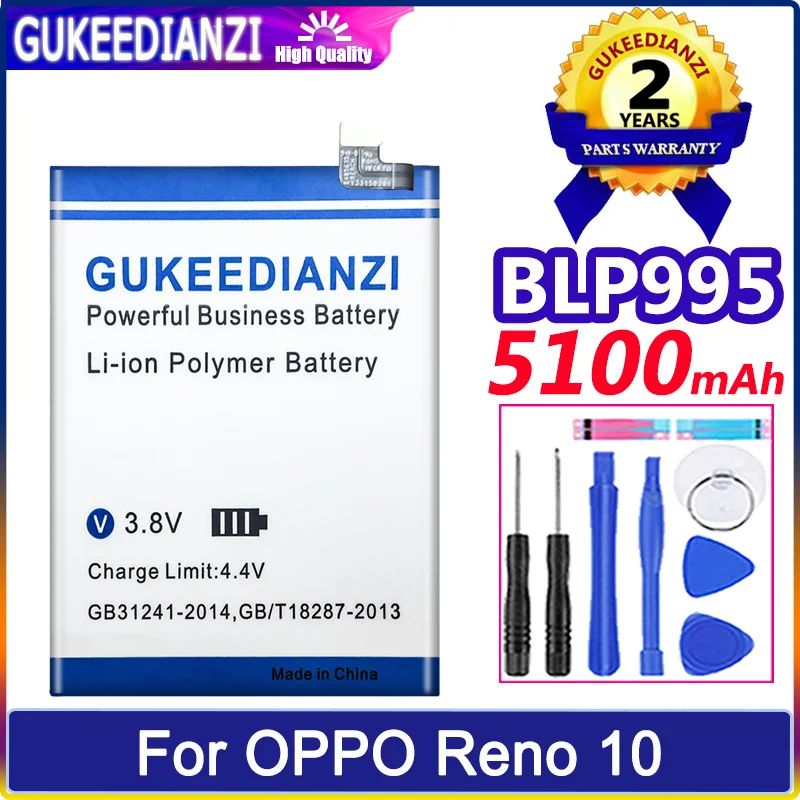 

GUKEEDIANZI Battery BLP995 5100mAh For OPPO Reno 10 reno10 Batteries