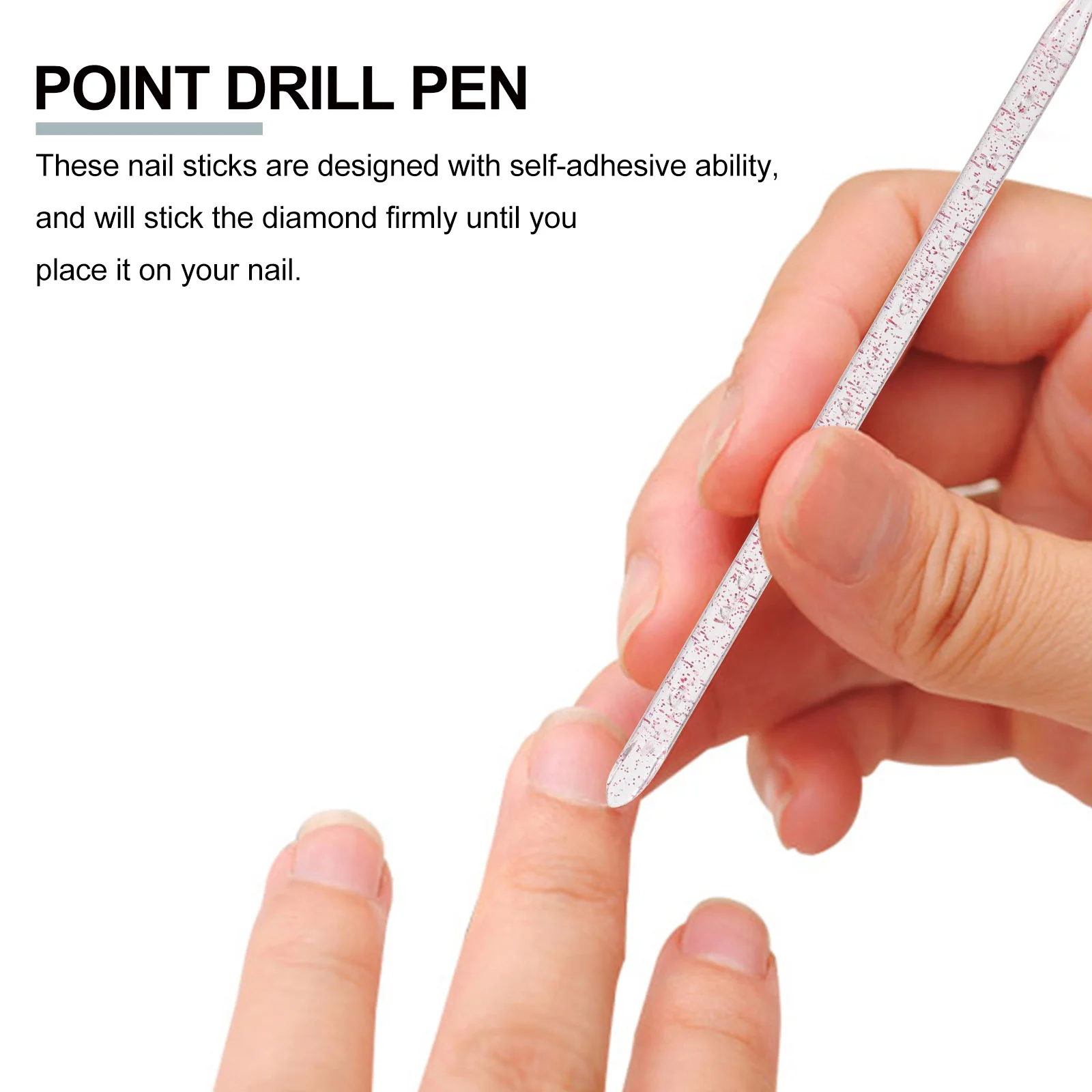 100 Pcs Crystal Nail Stick Rhinestones Self Adhesive Point Drill Pen for Nail Tools Ideal Gift Female Friends Family