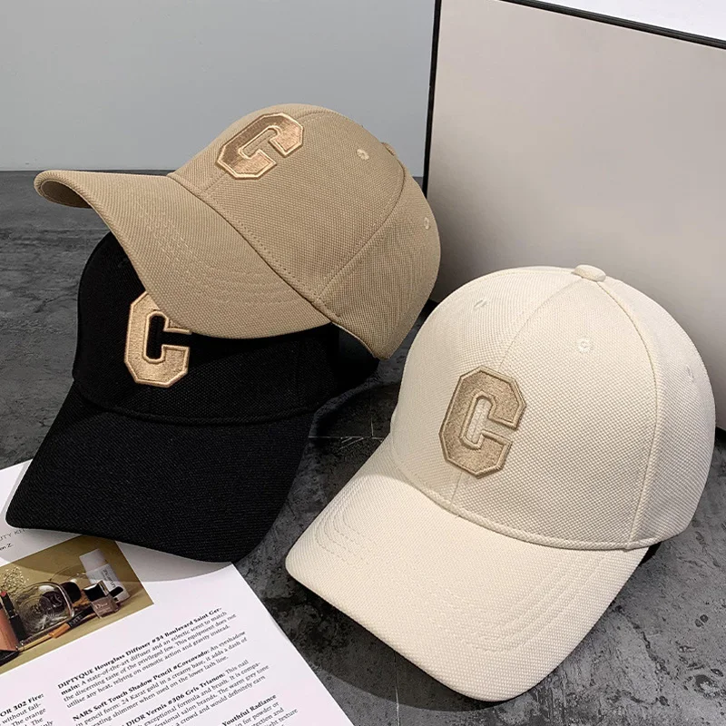 Simple Letter C Embroidered Baseball Cap For Men Women Solid Color Adjustable Sun Hat Unisex Casual Hip Hop Dad Trucker Cap