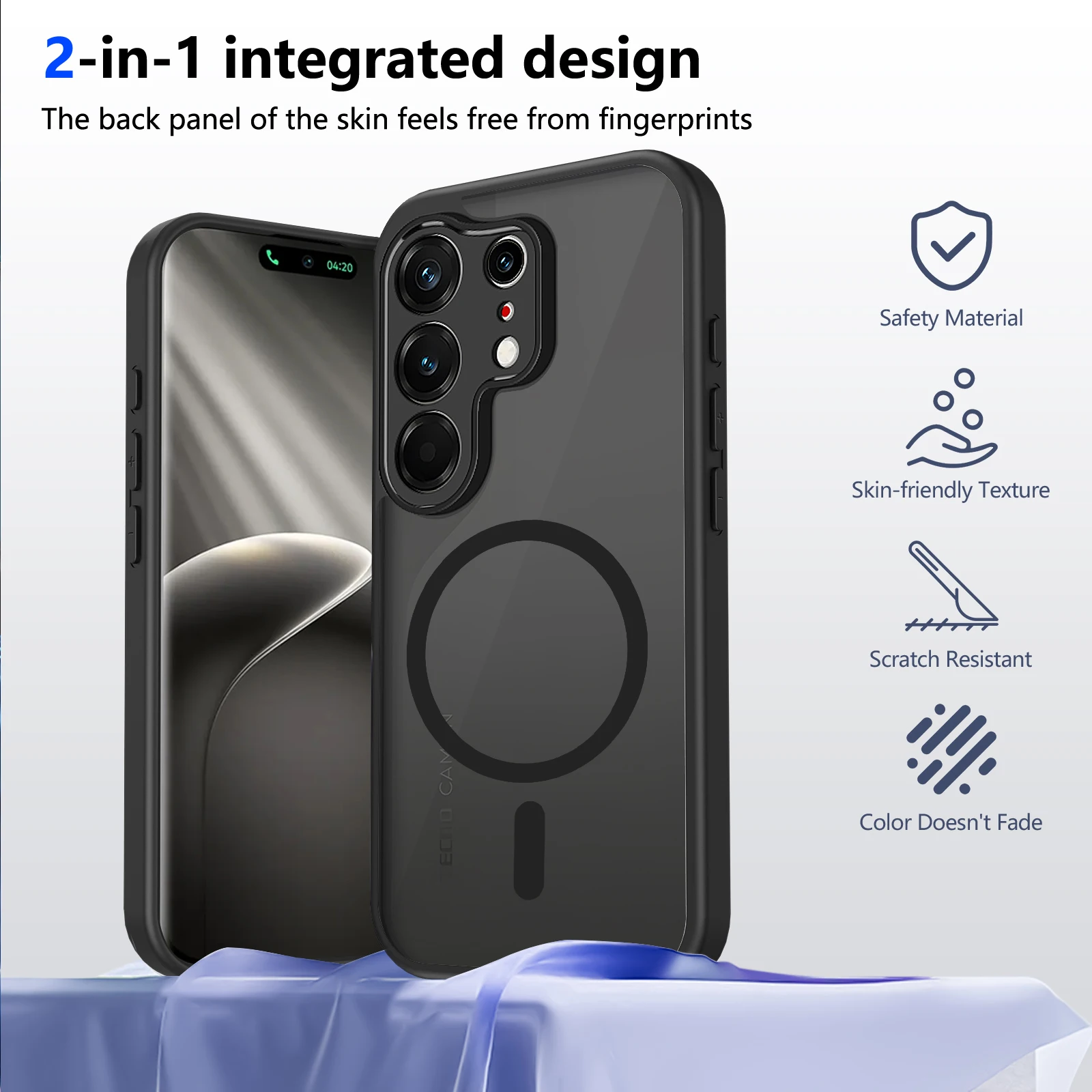 Shockproof Silicone Bumper Clear Airbag Back Cover with Hard Matte Finish