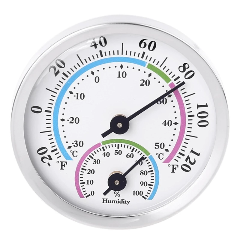 Hgycpp Indoor Outdoor Thermometer Hygrometer 2 in 1 Temperature Humidity Gauge Analog, Size: 57x57x12mm/2.2x2.2x0.5 inch, Green