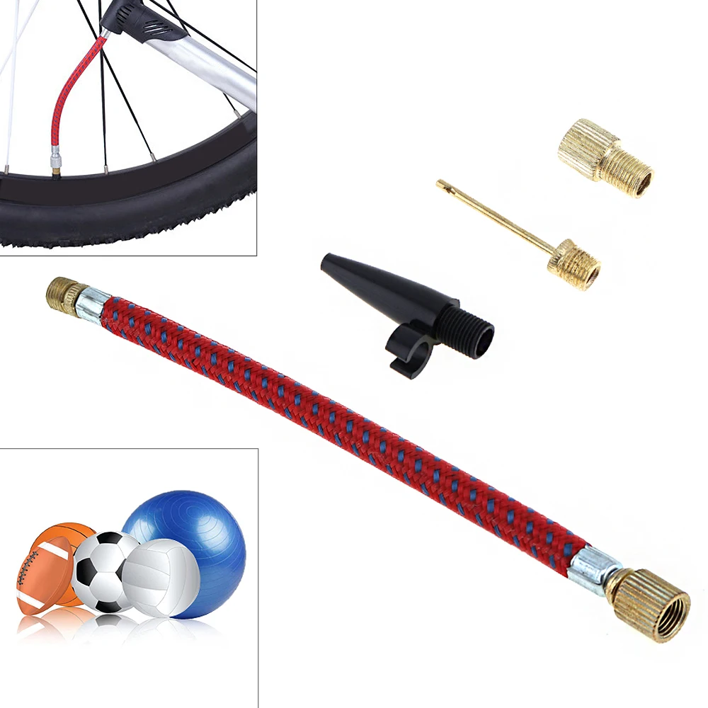 4 adet/takım taşınabilir MTB/yol bisiklet şişirme uzatma tüpü ile pompa adaptörü kiti için vana bisiklet/futbol/Airbed