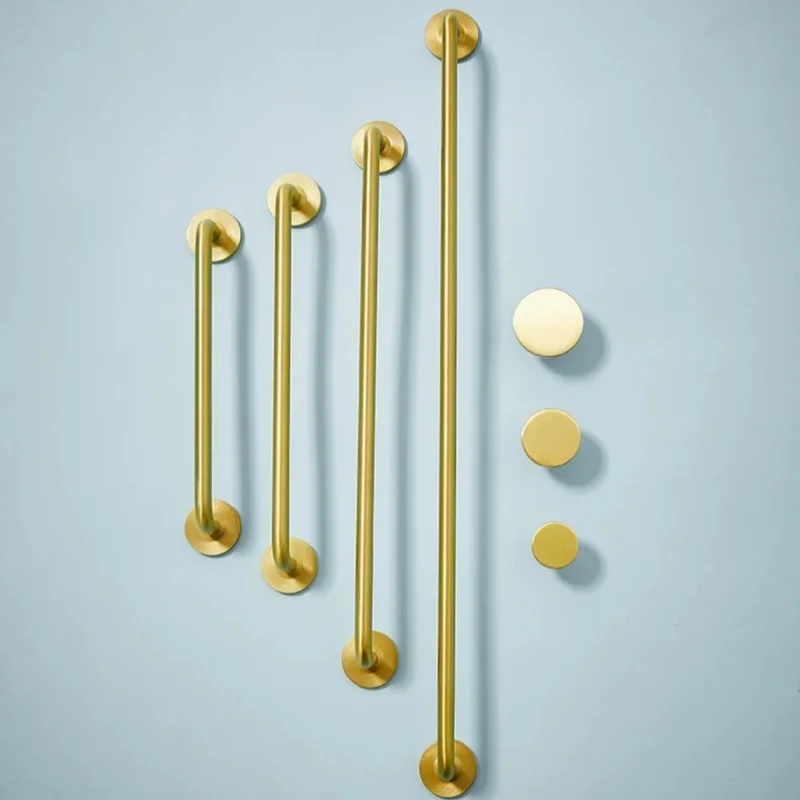 Nordic ขัดทองทองเหลืองลูกบิดยาว T บาร์จับอีกต่อไปลิ้นชักดึงตู้ครัวจับเฟอร์นิเจอร์ Handles 1