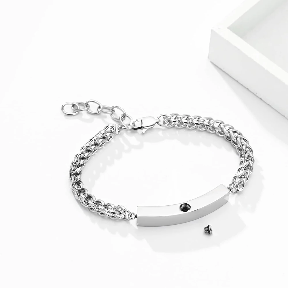 Customize chain Urn Bracelet Memorial Keepsake With Strip Stainless Steel Urns For Ashes Always In My Heart Cremation Jewelry