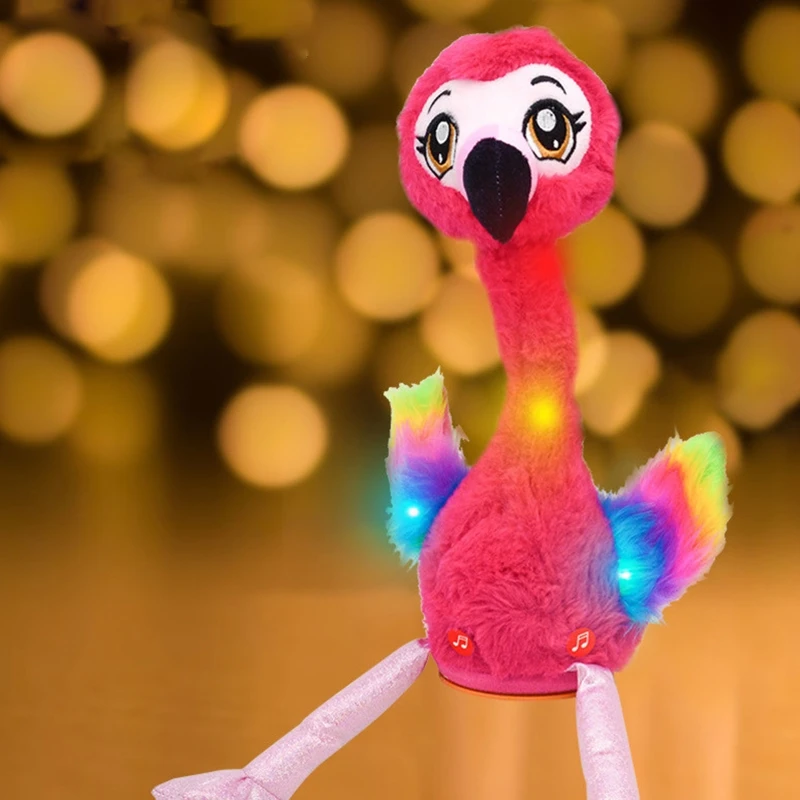 1 Pc Plush Flamingo Interactive Toy Figures Singing And Dancing Stuffed Animals Pets Alive Flamingo Pink Interactive Toy