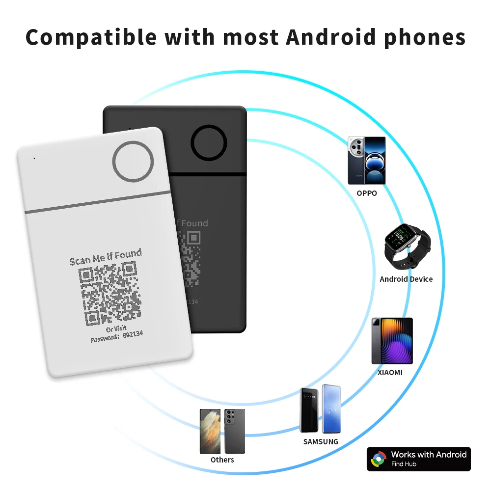 Localizzatore di schede GPS wireless ricaricabile Localizzatore Android certificato Google per Xiaomi Pixel Codice QR Smart Tag anti-smarrimento - immagine 5