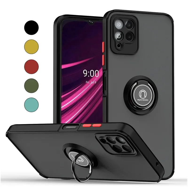 Armored Matte Case with Magnetic Ring Holder and Stand - Shockproof Protection Cover