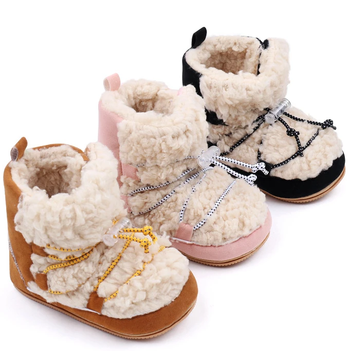 

Newborn Baby First Walkers Unisex Fleece Bootie Winter Super Warm Infant Toddler Thicken Crib Shoes Classic Anti-slip Floor Boot