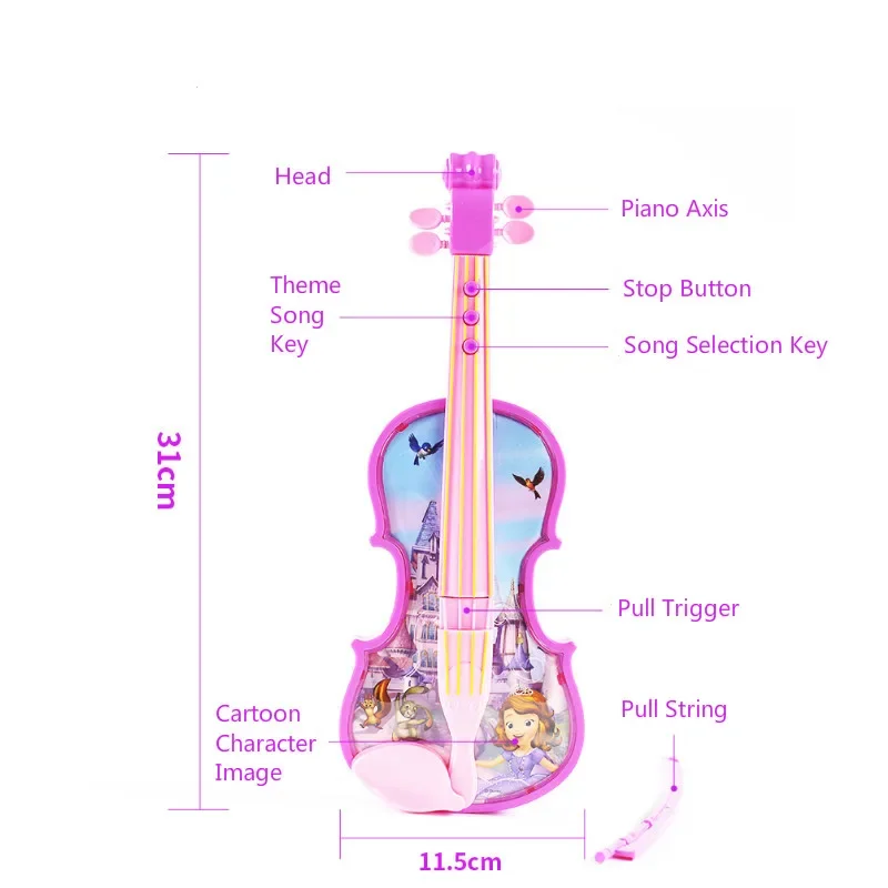 Disney Frozen Princess violin Musical Instrument Sophia Simulated Musical Instruments Education Toys Gift